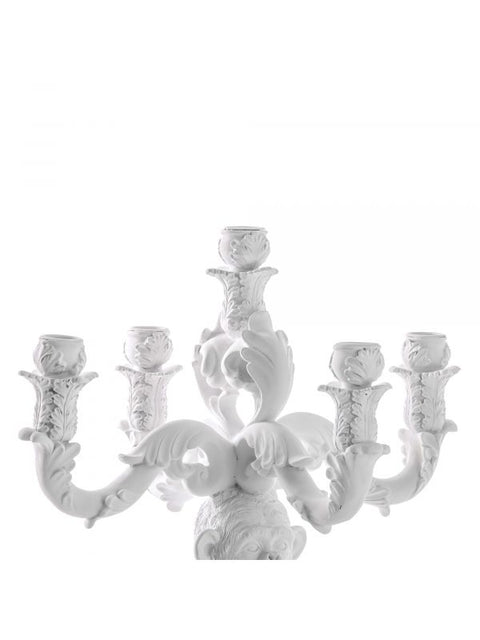 "CANDLESTICK 5 ARMS BURLESQUE THE WISE CHIMPANZEE H. CM. 48 WHITE SELETTI"