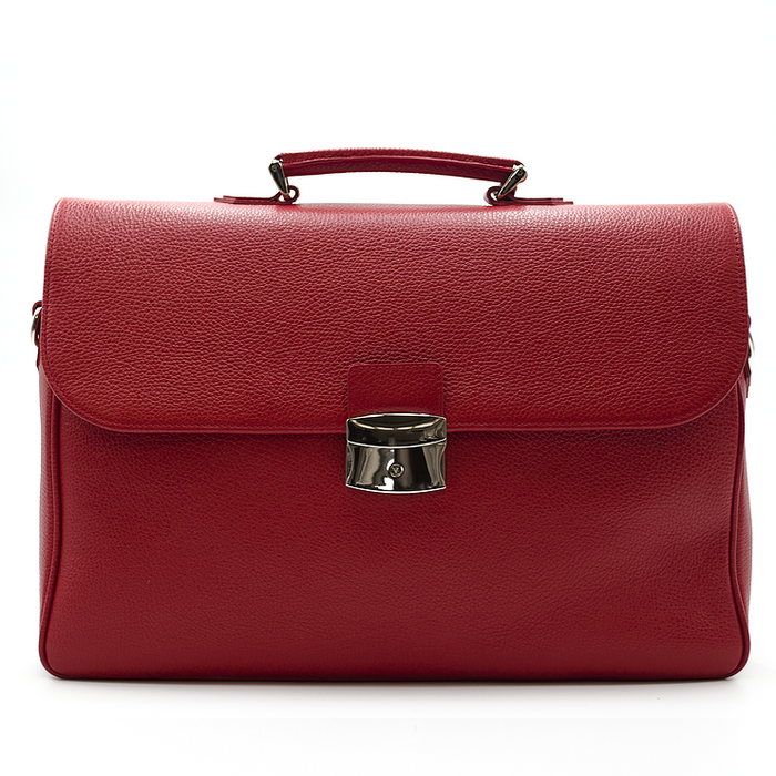 LEATHER BRIEFCASE 1 RED HANDLE 