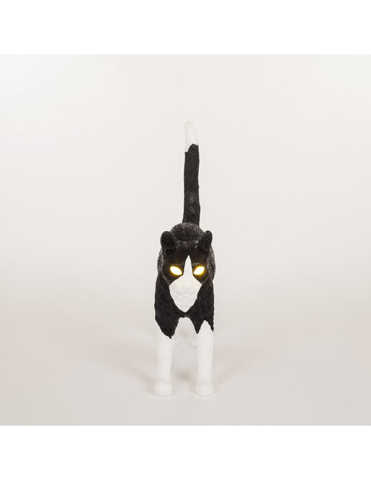 SELETTI JOBBY THE CAT BLACK/WHITE RESIN LAMP ART 15042