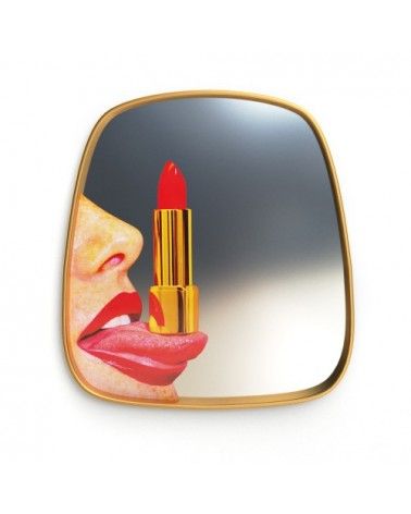 "MIRROR WITH TOILETPAPER WOODEN FRAME CM. 54 H. 59 TONGUE SELETTI"