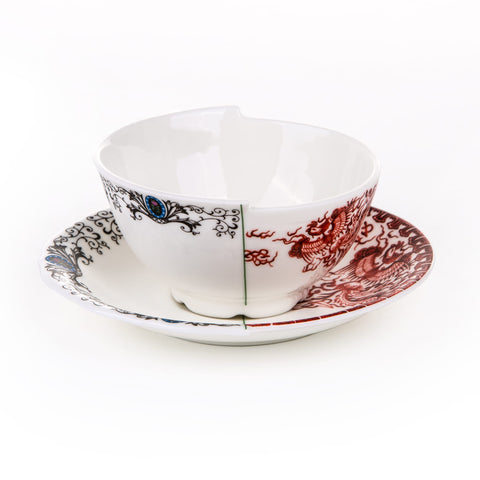 TEA CUP WITH SAUCER IN PORCELAIN SELETTI HYBRID ZORA ART 09744